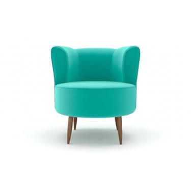 Imagem de Poltrona Savana para Recepção, Sala de Estar, Sala de Leitura, Resistente Reforçada, Tecido Veludo, Pés Madeira(Azul Claro)