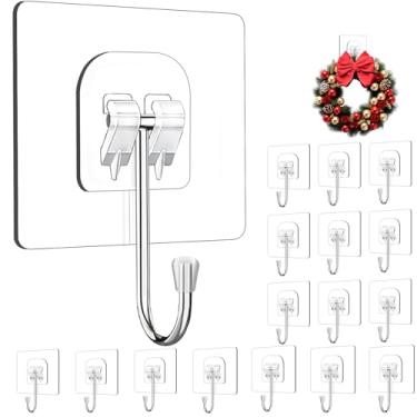 Imagem de Cabides de guirlanda para porta da frente, pacote com 16 cabides de porta de guirlanda grandes para decorações de Páscoa, Natal, Halloween, ganchos resistentes sobre a porta, ganchos de parede