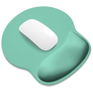 Imagem de ITNRSIIET Mouse pad ergonômico com descanso de pulso de espuma viscoelástica mais amplo + 17%, almofada curva reduz a pressão em 20%, alívio da dor, antiderrapante, suave, acessório de mesa de cor