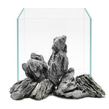 Imagem de Kecilke Pedra de dragão natural para aquário, 9 kg, 7 a 25 cm, decoração de rocha de ardósia para tanques de camarão de água doce (2,3 kg, pedra Seiryu)