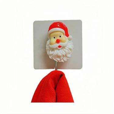 Imagem de TwoFish Casa 4 peças de ganchos de parede de Natal Papai Noel, toalha de Natal, ganchos de meia de Natal, porta-chaves, decoração de banheiro, gancho decorativo rústico para casacos