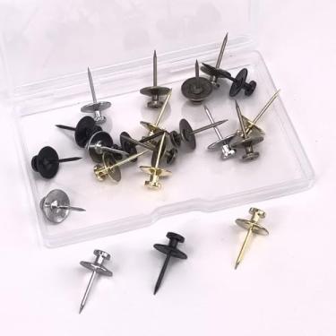 Imagem de 20 peças de tachas de metal mistas para cabides de parede, ganchos de pino de pressão de cabeça dupla, pregos pequenos para ferragens de pendurar fotos, decoração de locatário para escritório em casa