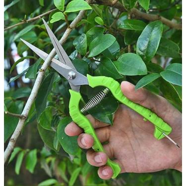 Imagem de Podas ergonômicas – tesouras profissionais de titânio para jardim – tesoura de poda manual resistente, aparador de árvores, tesoura de jardinagem, ramo, sebe, rosa, arbusto e arbusto verde
