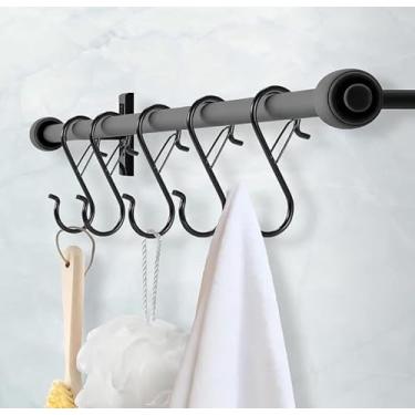 Imagem de 10 ganchos S com fechos de segurança, adequados para utensílios de cozinha, plantas ao ar livre, xícaras de café e cabides de capuz, preto