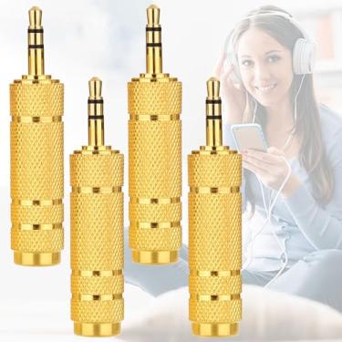 Imagem de Adaptador estéreo macho de 3,5 mm para fêmea de 6,35 mm, conversor de conector de áudio de cobre puro para fones de ouvido, amplificador, alto-falante – adaptador de fone de ouvido de 1/20.3 cm para 1