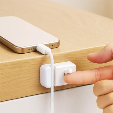 Imagem de Pacote com 6 organizadores de cabos estilo alavanca - suportes de cabos adesivos fortes para mesa, carro e escritório - clipes de gerenciamento de fio sem resíduos para carregadores, cabos USB, HDMI