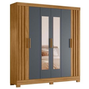 Imagem de Guarda Roupa Casal Espelho 6 Portas 195 Cm Valenca Freijo Cinza Moval 