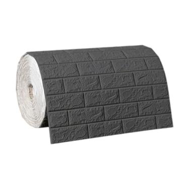 Imagem de Generic Painéis de parede com efeito 3D, papel de parede de tijolo falso, adesivo decorativo, papel de à prova d'água para quarto de criança, casa e, Cinza