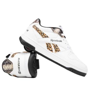Imagem de HEELYS Tênis feminino Reebok Bb4500 Low (Little Big Kid) com salto com rodas, Branco/preto noturno, 13 Little Kid