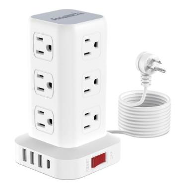 Imagem de Protetor de sobretensão Power Strip Tower com 12 tomadas e 4 USB - SMA