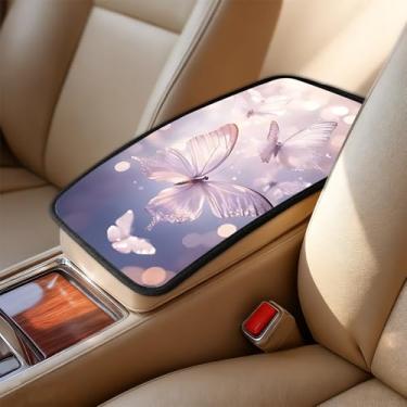 Imagem de AOHMPT Capa de apoio de braço para carro - Protetor de almofada de console central de carro contra garras de animais de estimação, sujeira e dedos pegajosos, acessório de decoração automotiva