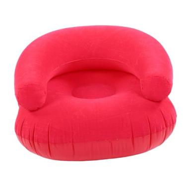Imagem de Diydeg Sofá Inflável, Cadeira Inflável Portátil Dobrável Com Encosto Em Forma de U, sofá Preguiçoso de PVC, Cadeiras de Acampamento Infláveis ​​para Leitura Noturna de Cinema, Sala de (Rosa Vermelha)