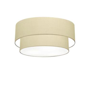 Imagem de Plafon Duplo Cilíndrico Vivare Md-3062 Cúpula Em Tecido 45x40cm - Bivolt Algodão-crú 127/220v