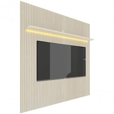 Imagem de Painel Para Tv 2.2 Ripado 3d Com Led Requinte Off White - Gelius Móveis