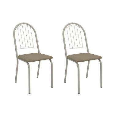 Imagem de Cadeira De Cozinha Noruega 2c077nk Aço Kit 2 Un Niquel-boucle Bege Fendi - Kappesberg