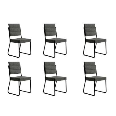 Imagem de Cadeira Sala De Jantar 1736 Kit 6 Uni Preto-grafite - Preto - Carraro