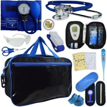 Imagem de Kit Bolsa Aparelho de Pressão Esfigmomanômetro Esteto Medidor Premium 