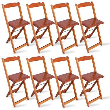 Imagem de Kit 8 Cadeiras Bistro Dobravel Madeira Padrao Imbuia - Tarimata - Cor: Marrom