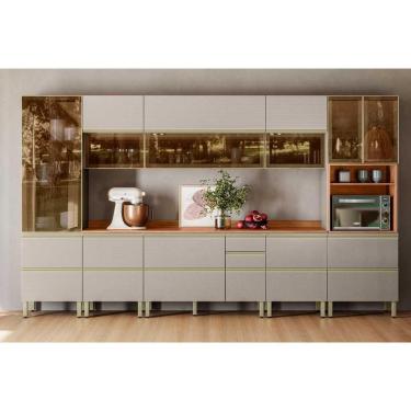 Imagem de Cozinha Completa Proença 8 Peças (3aéreos+3balcões+1paneleiro+1cristaleira) C8p75 Nogueira Touch-nude Prime - Demóbile