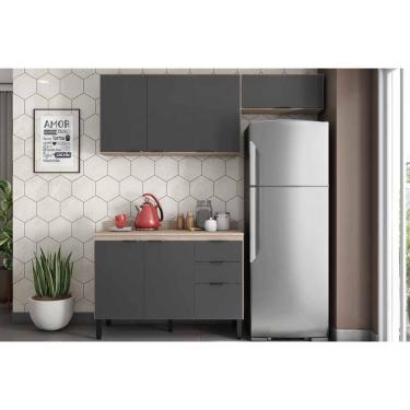 Imagem de Cozinha Completa Firenze 3 Peças (1balcão+2aéreos) C3p51 Avena-grafito - Demóbile