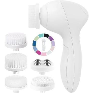 Imagem de Escova de limpeza facial para mulheres | Escova esfoliante para pele oleosa, normal e seca, esfoliante, limpeza de lavagem, esfoliante, incluindo 7 cabeças de escova (pérola)