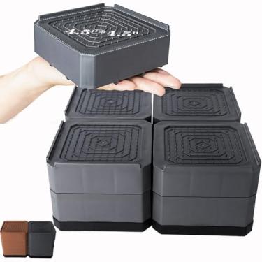 Imagem de Lsteekoop Elevadores de cama de base ampla, móveis empilháveis elevadores de 2, 9,6, 5 polegadas resistentes para poltronas de mesa de mesa, suporta até 2,721 kg, solução de armazenamento sob a cama