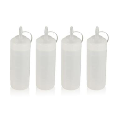 Imagem de WELKOR Garrafas de apertar para molhos, dispensador de condimentos à prova de vazamento, conjunto de garrafas de espremer de restaurante sem BPA com boca larga para ketchup, mostarda, xarope e molhos