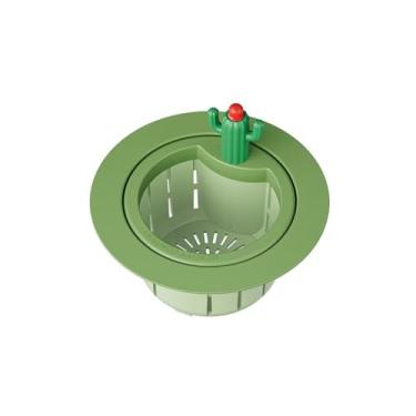 Imagem de Cesto de drenagem de pia multifuncional com plugue à prova de vazamento para cozinha e banheiro (verde - com arruela)