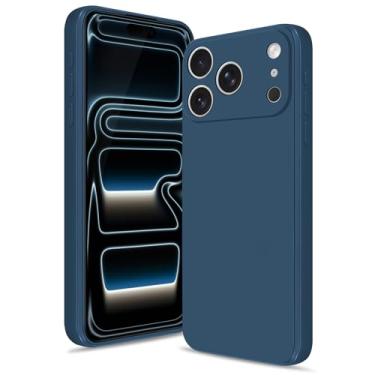 Imagem de Btstring Capa para iPhone 17 Pro, capa de silicone macio com proteção de câmera atualizada, capa fina à prova de choque com forro de microfibra antiarranhões, azul