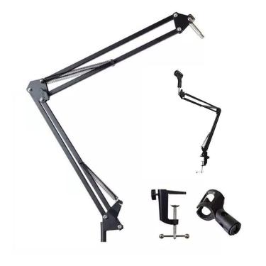 Imagem de Suporte Pedestal De Microfone Mesa Podcast Transmissao Gravaçao Articulavel Multiuso Resistente Versatil