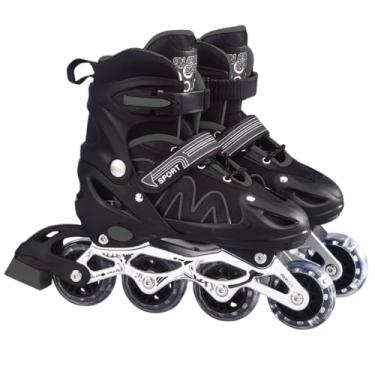 Imagem de Patins Roller Ajustável Inline 4 Rodas Adulto Rodinha Led (Preto, G - 37 ao 40)