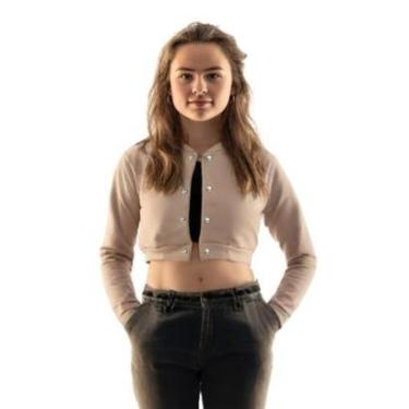 Imagem de Jaqueta Cropped Calttony Moletom Casual Lisa Feminina-Feminino
