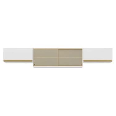 Imagem de Kit 3 Armários De Cozinha Aéreos 4 Portas Veneza Multimóveis Mp2152 Branco/dourado Branco/dourado