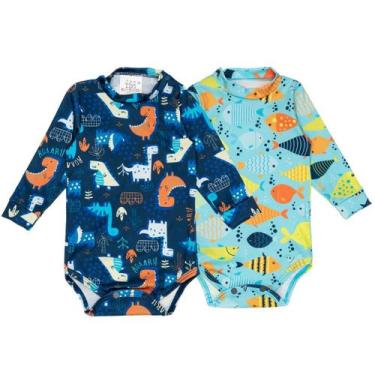 Imagem de Kit 2 Bodys Bebê Infantil com Proteção UV Menino Menina - Fofotinhos, 