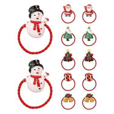 Imagem de Shakven Corda de cabelo de Natal, laços de cabelo de Natal para meninas, Papai Noel 12 peças elásticas fofas faixas de cabelo, Acessórios de cabelo em massa para meninas suportes de rabo de cavalo