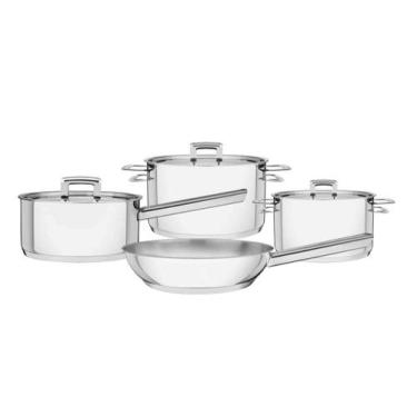 Imagem de Jogo de Panelas Tramontina Brava em Aço Inox Fundo Triplo com Tampa Pl