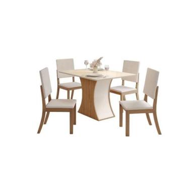 Imagem de Mesa Jantar Luiza 120 4 Cadeiras Milla Linho - Henn