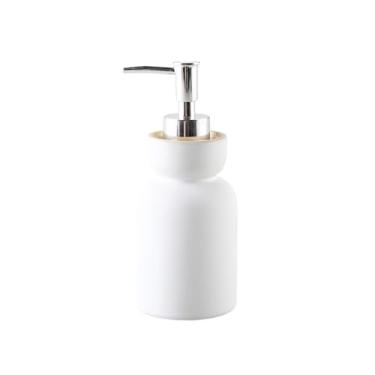 Imagem de Dispensador de sabão Acessórios de banheiro dispensador sabão cerâmica para cozinha, e bancada, bomba loção/dispensador, decoração banheira chuveiro, branco