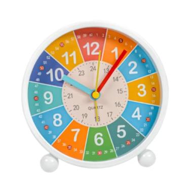 Imagem de Fenteer Despertador infantil com mostrador colorido, aprenda a ver as horas, relógio de mesa para cabeceira ou casa.