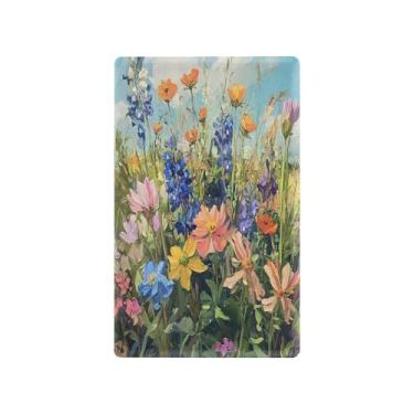 Imagem de Blueangle Placa de parede decorativa em branco, tamanho padrão, flores silvestres coloridas 1 gangue para quarto de escritório em casa, 4,53 x 2,76 polegadas (283)