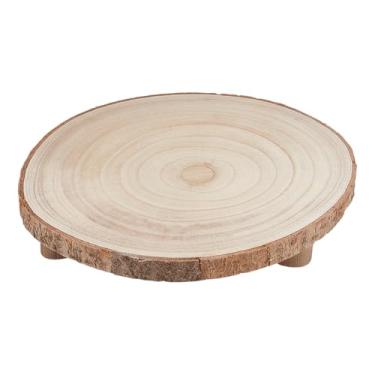 Imagem de UNICRAFTALE Woods Cakes Suporte redondo de madeira para vaso de flores, pedestal de madeira, pedestal, fatia de madeira com 3 pernas, suporte de bolo rústico para casamento, festa de aniversário