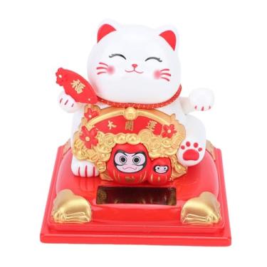 Imagem de Zerodis Braço Acenando Lucky Cat Estatuetas Colecionáveis ​​Pequeno Gato Acenando Movido a Energia Solar Riqueza Felicidade Boa Fortuna Estátua Decorações para Casa Carro Escritório Lojas (#11)