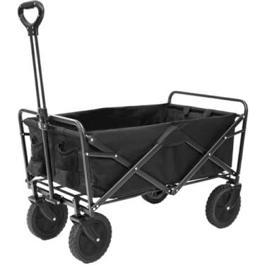 Imagem de Carrinho Dobrável Portátil Multiuso 100kg para Camping Praia Compras Pesca Resistente com Rodas