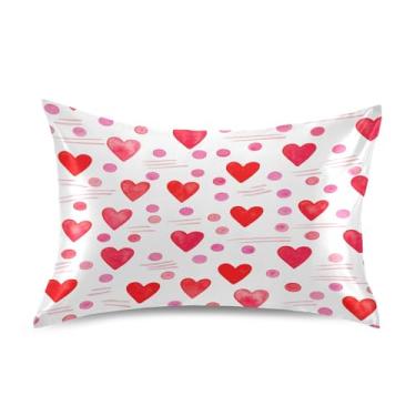 Imagem de SEHANY Capas de almofada de seda para cabelo e pele para o Dia dos Namorados, capas de almofada de cetim respiráveis macias e refrescantes com fecho de envelope, tamanho king (50,8 x 66 cm)