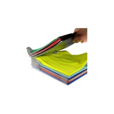 Imagem de Organizador de Camisas com 10 Divisórias, Polipropileno, Transparente, 6x29x34cm, Kit para Gavetas e Armários