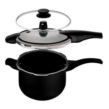 Imagem de Panela de Pressão 6 Litros Tramontina 2 em 1 Vancouver Effect Preto 24