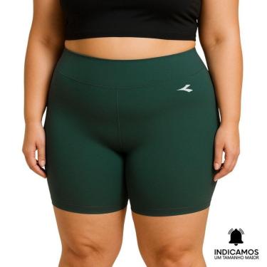 Imagem de Bermuda de Compressão Diadora Small Logo Plus Size Feminina - Verde Escuro G3-Feminino