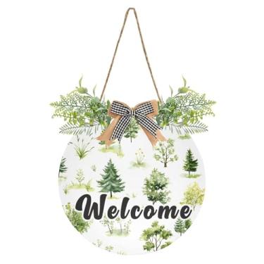 Imagem de YETTASBIN Placa de boas-vindas para árvore de Natal, placa de parede à prova d'água, guirlanda decorativa de alpendre para inauguração de casa, quintal, jardim, decoração de férias, 30 x 30 cm