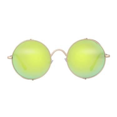 Imagem de HCHES Óculos de Sol Retrô Steampunk Vintage Redondos para Homens e Mulheres, Pequenos, de Metal, para Dirigir, com Proteção UV400 (4 unidades)