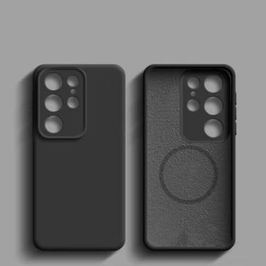 Imagem de Capa magnética de silicone líquido com carregamento sem fio para Samsung Galaxy S22 S23 S24 S25 Ultra Plus (para Galaxy S25 Ultra/Preto)
